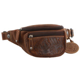 Jack's Inn Mudslide Brown Crazy Horse Leather Bumbag Waist Belt Bag Pouch in Cognac