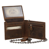 Jack's Inn Spade Mens Crazy Horse Leather Wallet with Detachable Chain in Brown