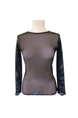 3x LONG SLEEVE FISHNET TOP Blouse T Shirt Tee Costume Party See Through