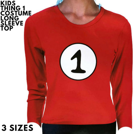 Dr. Seuss Kids Cat In The Hat Thing 1 Dr Seuss Red Top Party Costume Book Week Childrens