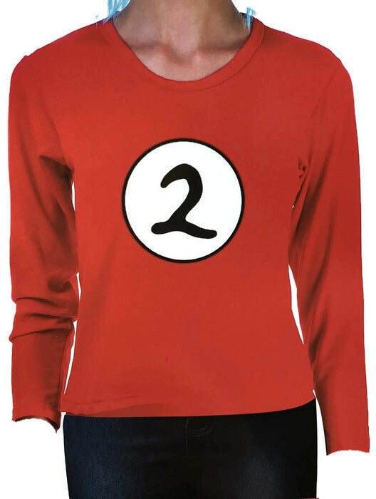 Dr. Seuss Kids Cat In The Hat Thing 2 Long Sleeve Red Top Party Costume Book Week