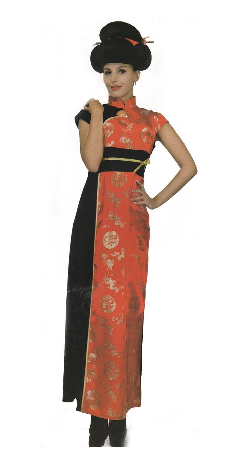 Womens CHINESE COSTUME Red Traditional Festival Dragon Ladies Party Cheongsam