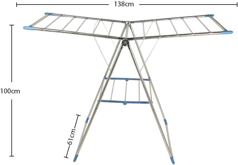 Foldable 2 Tier Stainless Steel Clothes Drying Airing Rack Clothing Horse Stand