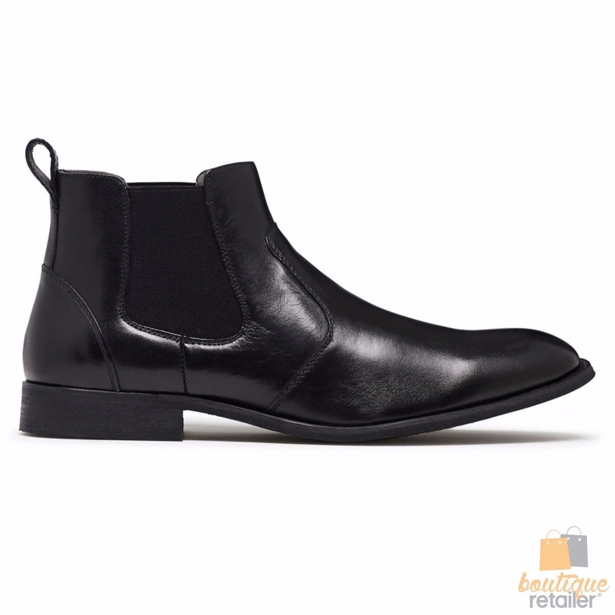 JULIUS MARLOW Harry Leather Boots Mens Slip On Dress Work Chelsea Shoes - Black