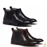 JULIUS MARLOW Harry Leather Boots Mens Slip On Dress Work Chelsea Shoes - Black