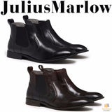 JULIUS MARLOW Harry Leather Boots Mens Slip On Dress Work Chelsea Shoes - Black