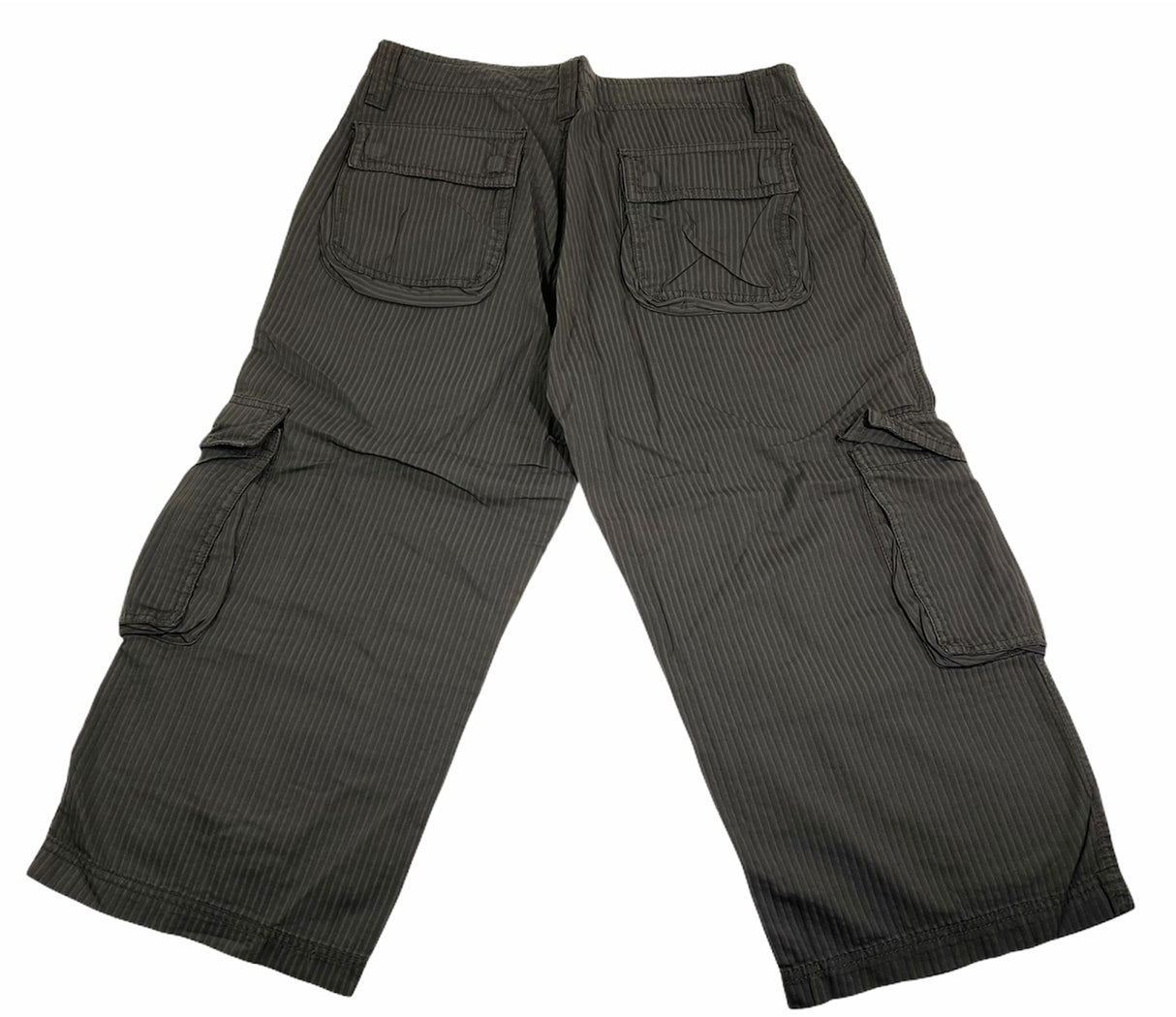 Mens 3/4 Self Stripe CARGO SHORTS Long Pants 100% COTTON