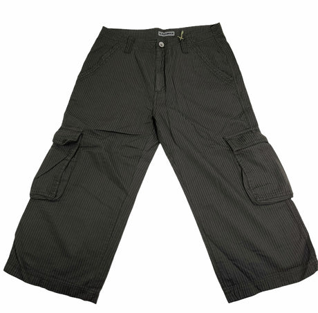 Mens 3/4 Self Stripe CARGO SHORTS Long Pants 100% COTTON - Olive