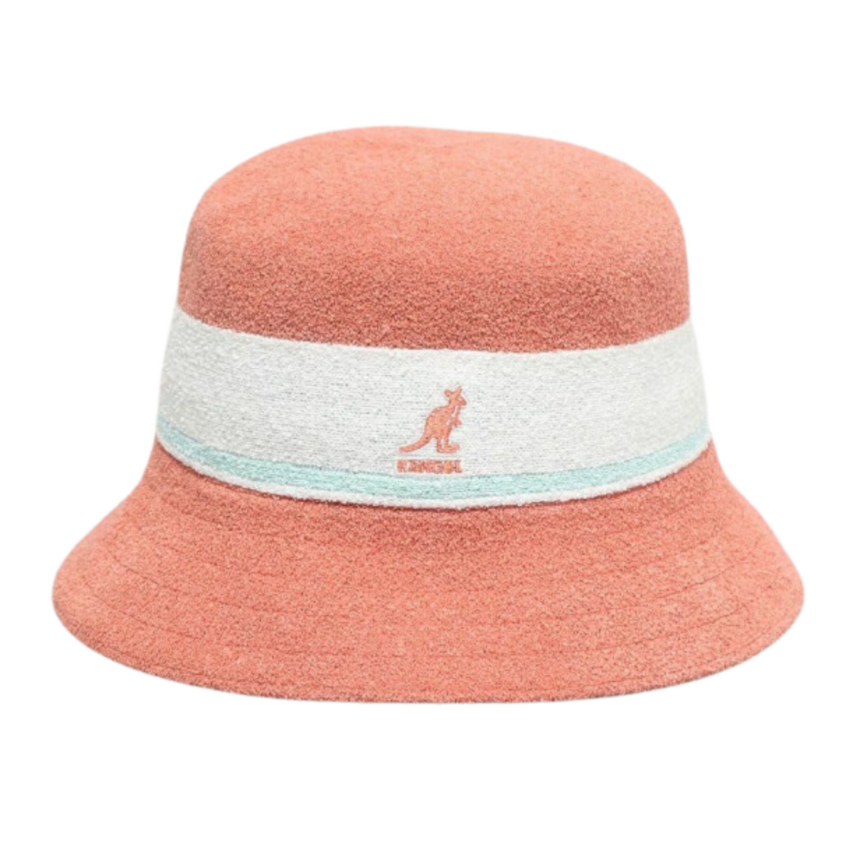 Kangol Bermuda Stripe Bucket Hat Summer Beach Camping Cap - Peach Pink