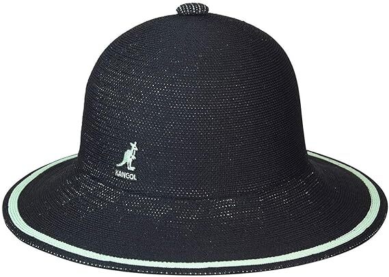 Kangol Womens Tropic Wide Brim Stripe Casual Lightweight Bucket Hat - Black - L