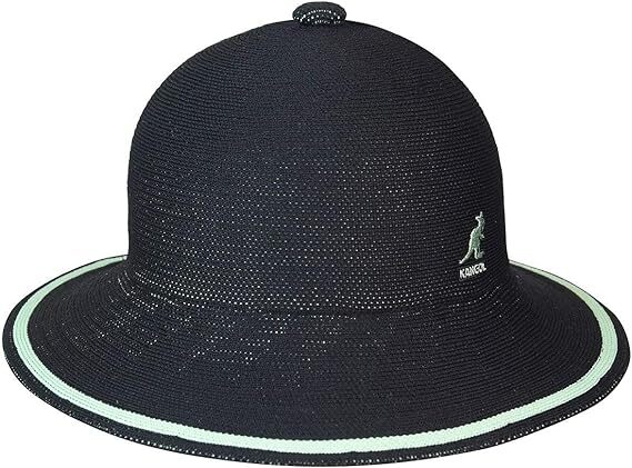 Kangol Womens Tropic Wide Brim Stripe Casual Lightweight Bucket Hat - Black - L