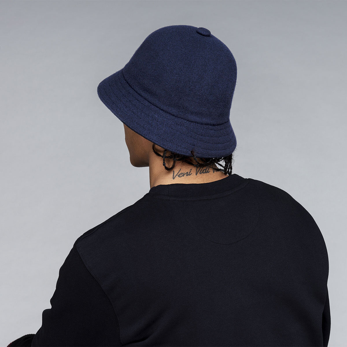 Kangol Wool Casual Unisex Bucket Hat Winter Warm Cap - Dark Blue