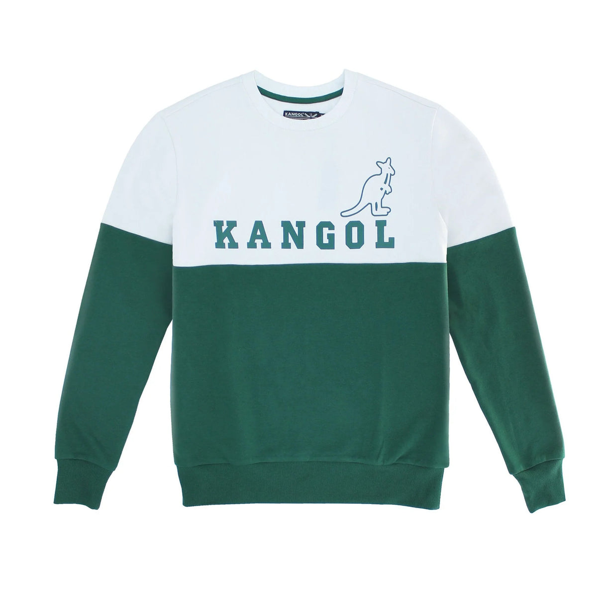 Kangol Mens Clay Courts Popover Crewneck Fleece Jumper - Dark Green