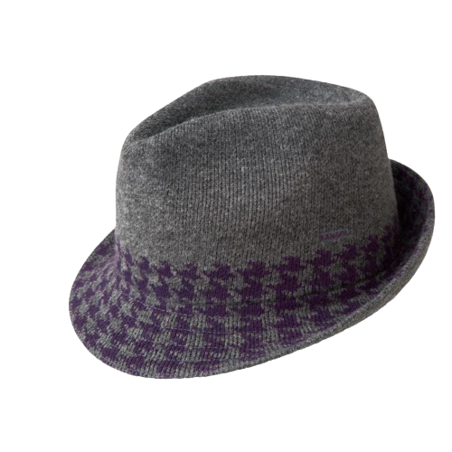 KANGOL Hounds Stripe Arnold Lambs Wool Blend Trilby Fedora - Dark Flannel - S