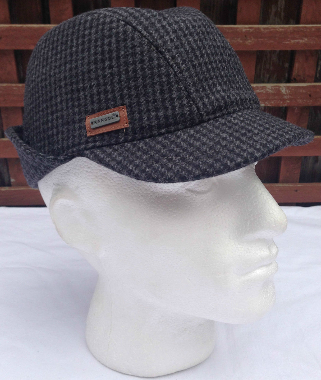 KANGOL Angle Tweed Havelock Hat - BLACK K0741LX Winter Wool Earlap MADE IN ITALY