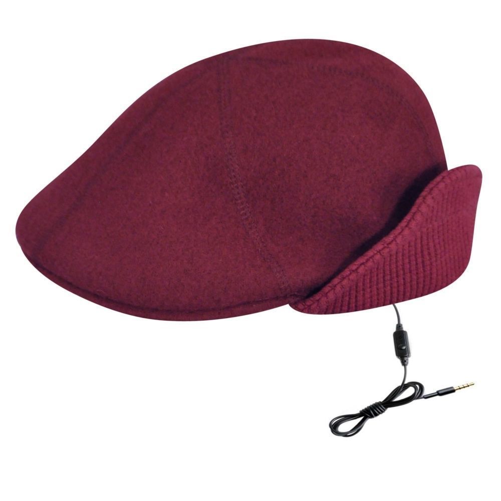 KANGOL Aerial7 Wool Earlap 507 Ivy Cap w/ Headphones Wool Hat in GIFT BOX - Claret