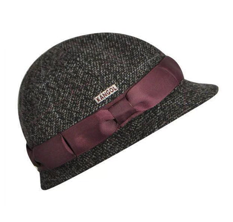 KANGOL Lovat Tweed Cloche Hat Premium Quality Warm Winter Fashion Cap K1426FA - Charcoal (CH285)