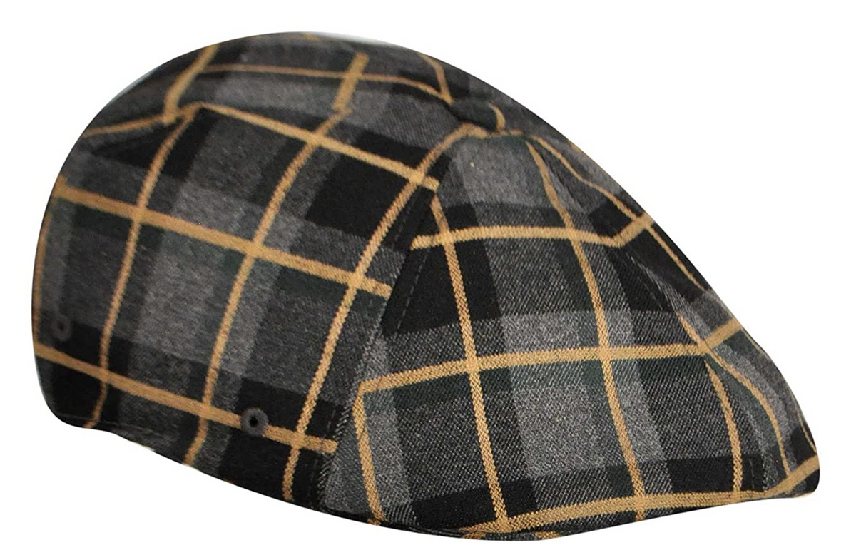 KANGOL Plaid 504 Ivy Cap Mens Flexfit Driving Baker Boy Hat  - Chain - L/XL