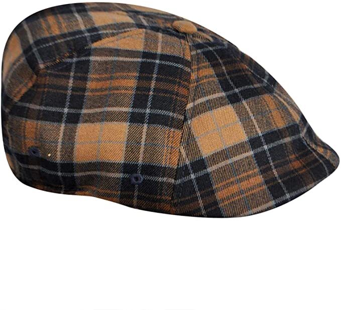 KANGOL Plaid 504 Ivy Cap Mens Flexfit Driving Newsboy Hat - Game Plaid - L/XL