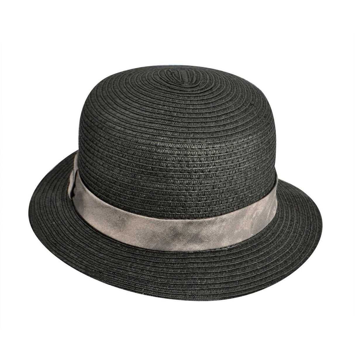 KANGOL Straw Boater Hat 100% Sun Summer Casual Bucket Cap Fedora - Black