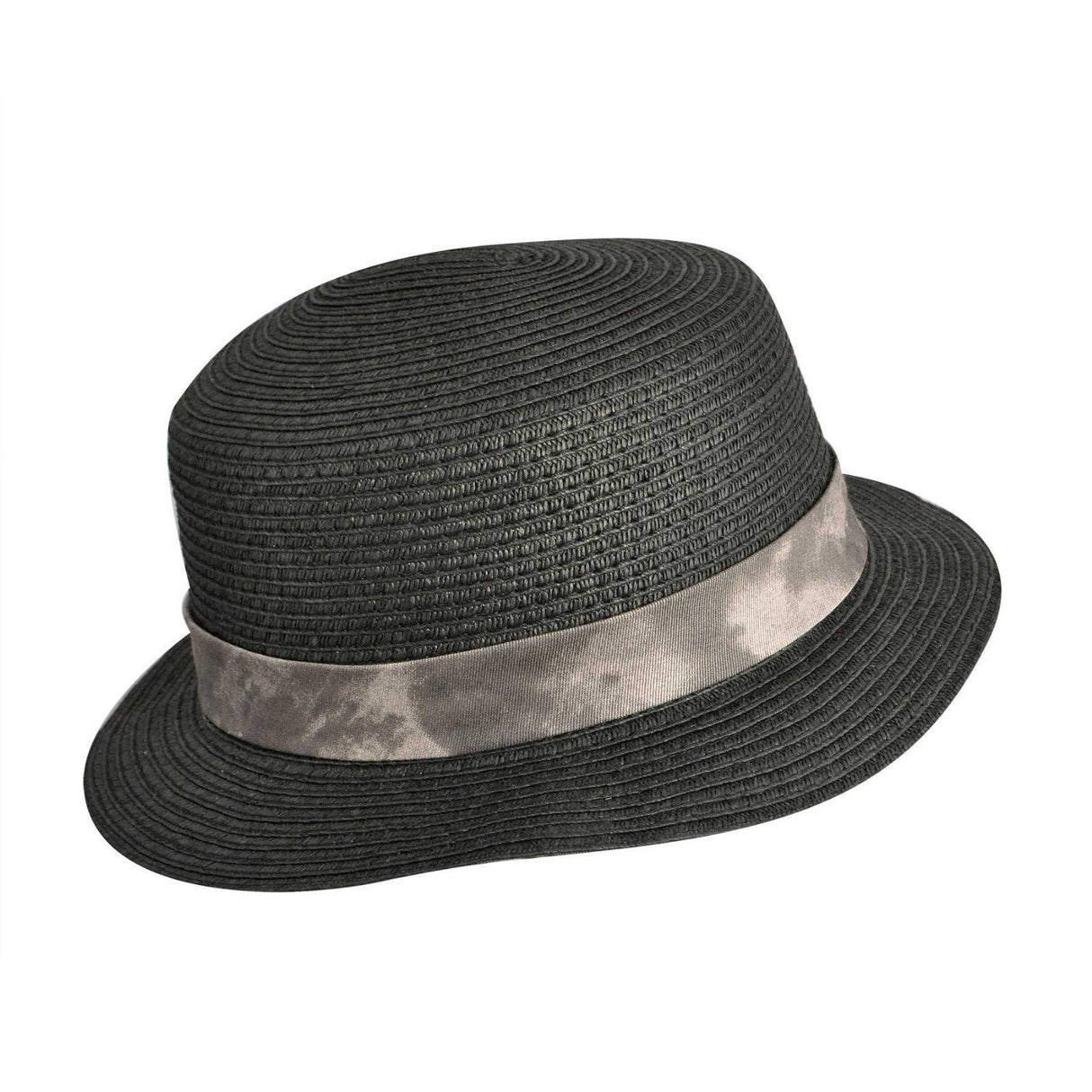 KANGOL Straw Boater Hat 100% Sun Summer Casual Bucket Cap Fedora - Black