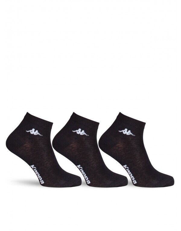 Kappa Mens Ankle Socks - Black - 1 Pack of 3