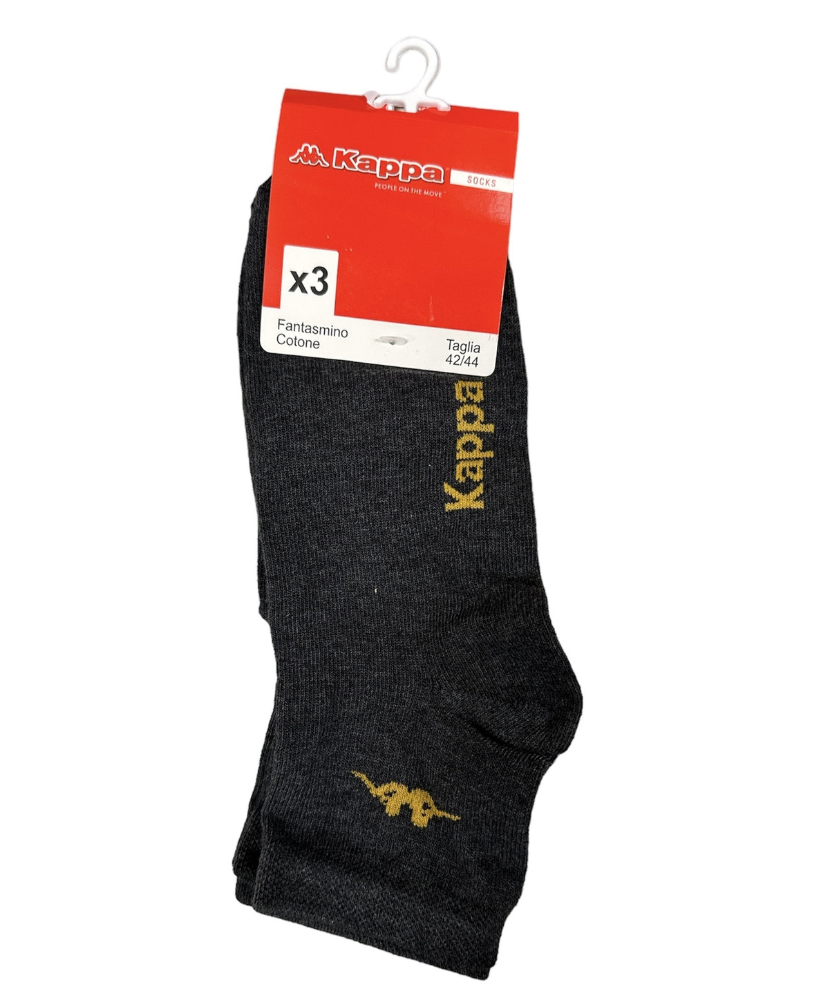 Kappa Mens Ankle Socks - Charcoal - 1 Pack of 3