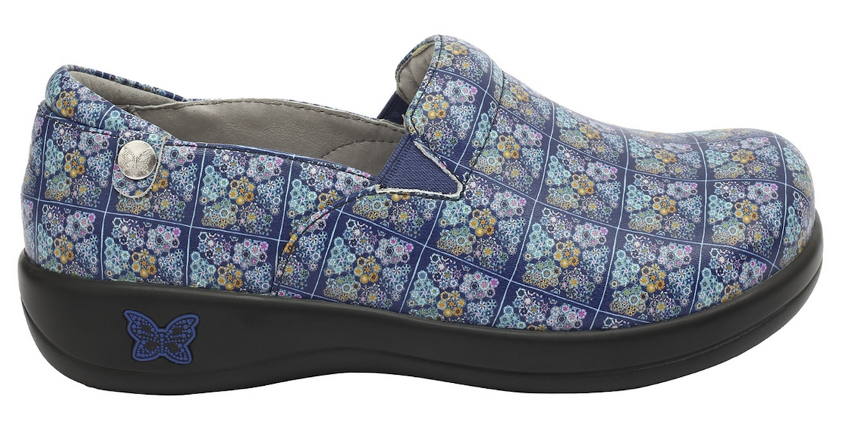 Alegria Womens Keli Professional Comfort Leather Shoes - Roses Blue Quilt