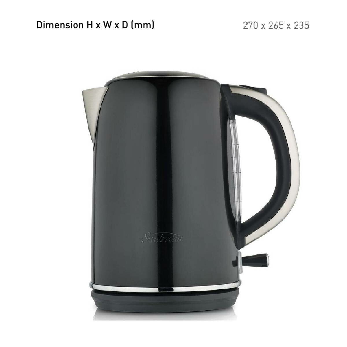 Sunbeam 1.7l Simply Stylish Black Fast Boil Cordless Kettle