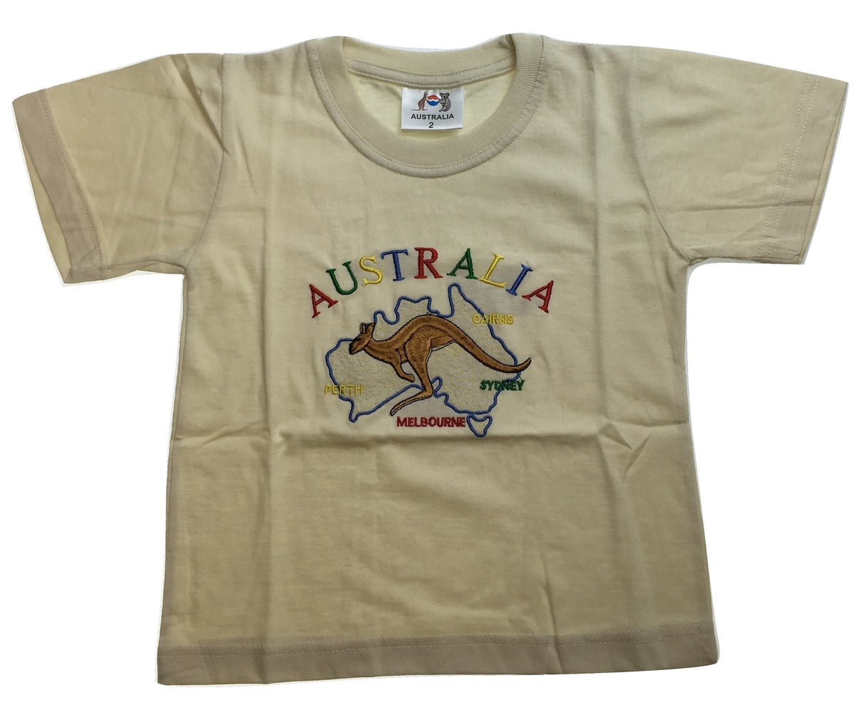 Kids Australia Kangaroo T Shirt Tee Childrens Child 100% Cotton Top - Beige