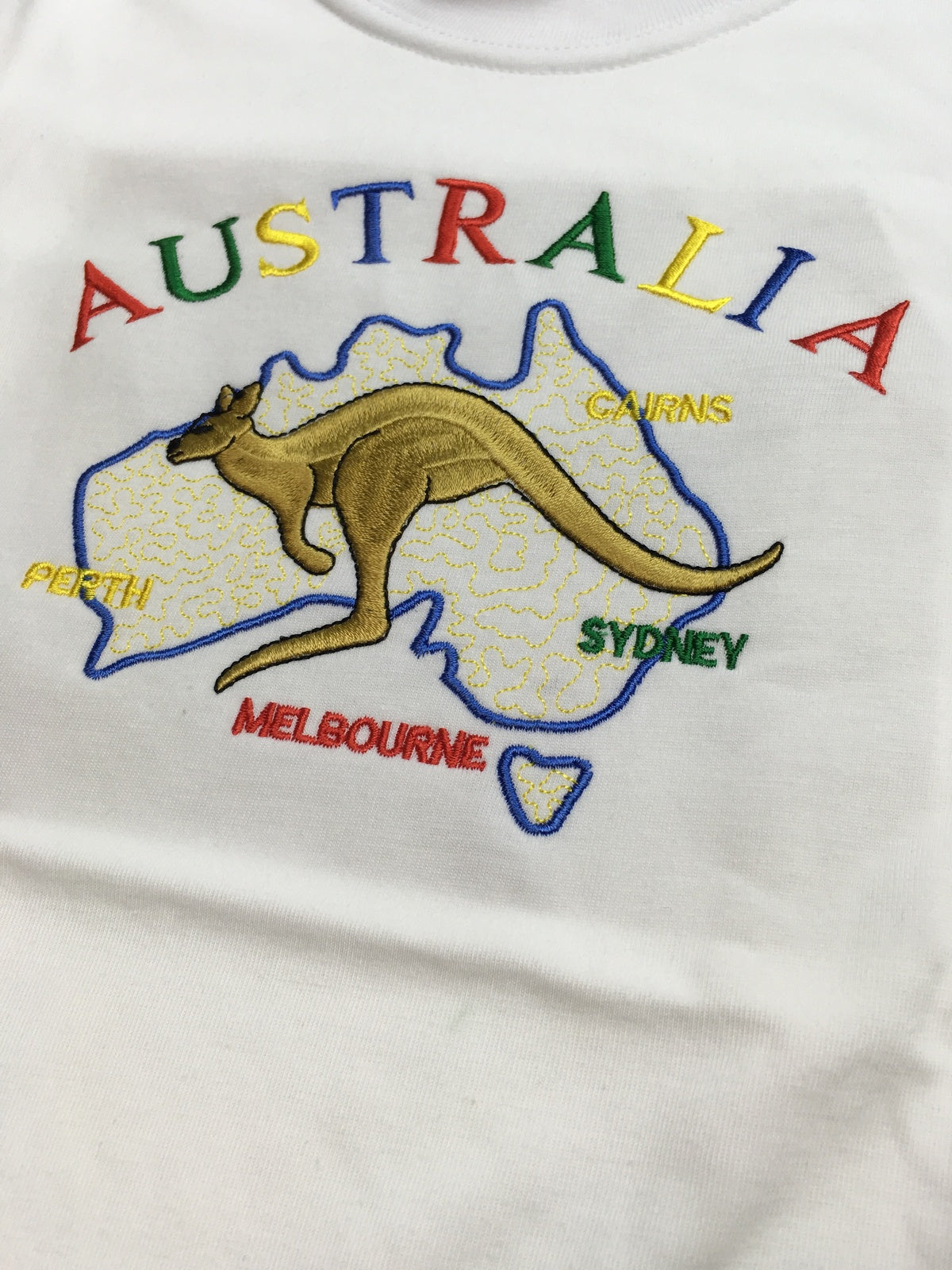 Kids Australia Kangaroo T Shirt Tee Childrens Child 100% Cotton Top - White