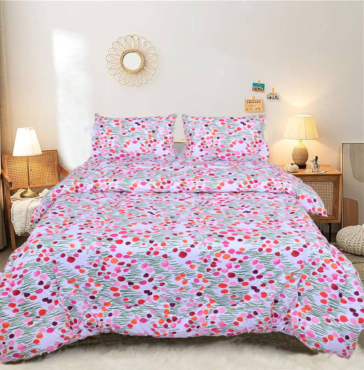 King Comforter Set with 2 Pillow Cases in Multi Floral