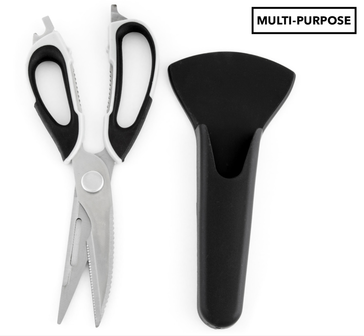 7 in 1 Multi Purpose Kitchen Super Scissors w/ Magnetic Case for Meat Nuts