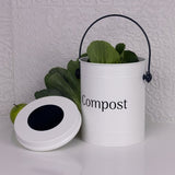 Living Today 5L Kitchen Bench Compost Waste Storage Bin - White