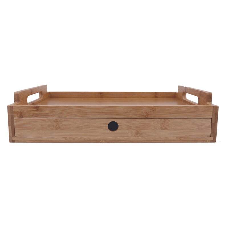 Bamboo Food Serving Tray With Drawer