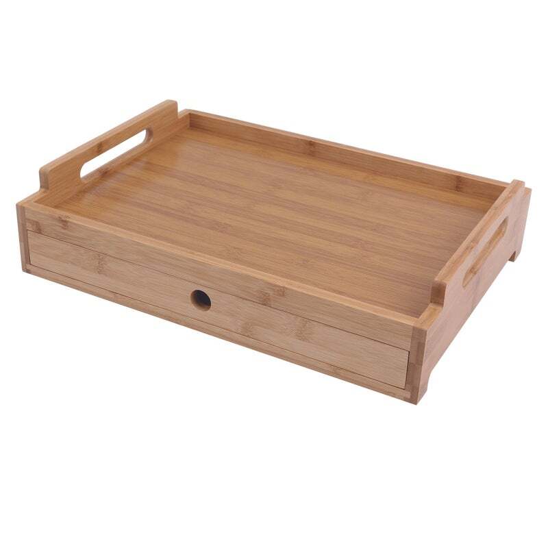 Bamboo Food Serving Tray With Drawer