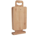 4pc Bamboo 22x14cm Chopping Block/Cutting Board Set w/ Display Stand - Brown