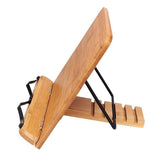 Bamboo 28x20cm Adjustable Stand Holder Organiser Rack for Book/iPad Tablet - Brown