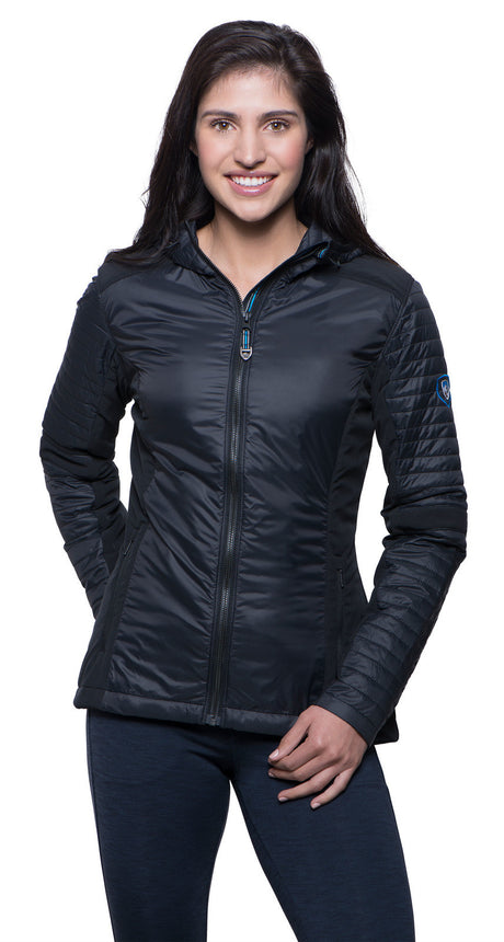 KUHL Womens Firefly Hoody Jacket Puffer Padded Puffy Warm Winter Quilted - Raven