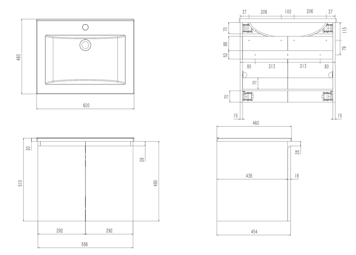 Kwiksemble DIY 600mm Wall Mounted & Hung Bathroom Vanity Cabinet - White