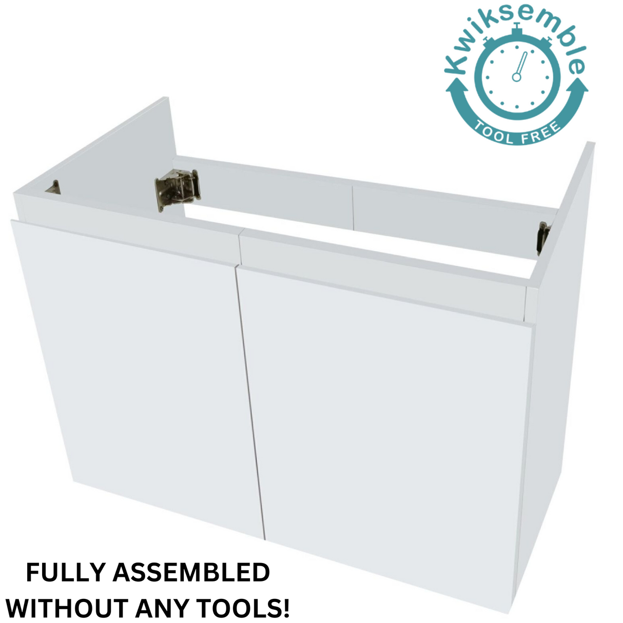 Kwiksemble DIY 600mm Wall Mounted & Hung Bathroom Vanity Cabinet - White