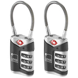 2x Lewis N. Clark TSA Approved Easy Set Combination Luggage Lock w Steel Cable