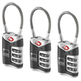 3x Lewis N. Clark TSA Approved Easy Set Combination Luggage Lock w Steel Cable