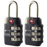 2x Lewis N Clark TSA Combi Lock Travel Luggage Padlock - Black