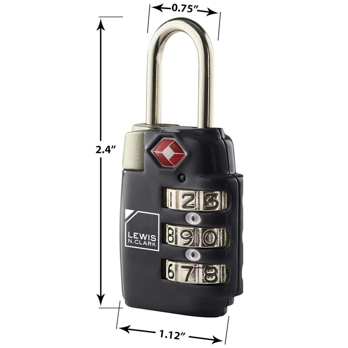 3x Lewis N Clark TSA Lock Combination Travel Luggage Padlock - Black