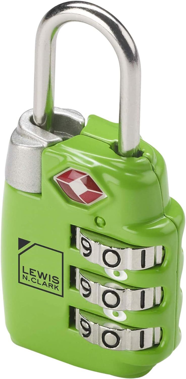 1x Lewis N Clark TSA Approved Combination Lock Travel Luggage Padlock - Green