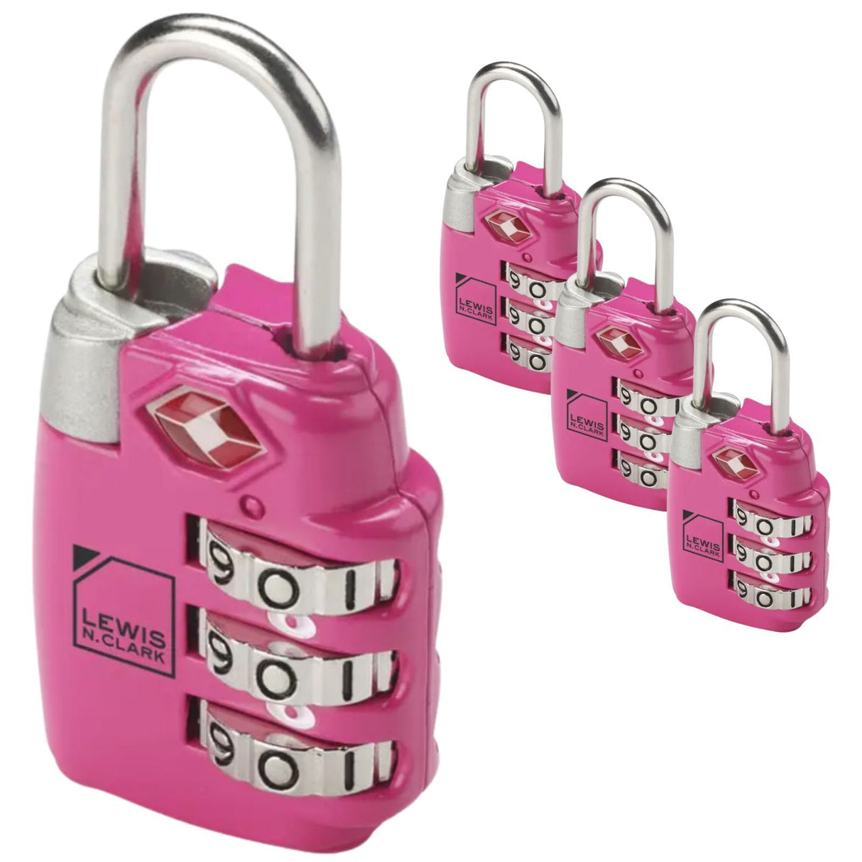 4x Lewis N. Clark PadLock Suitcase TSA Approved Combination Lock Travel - Pink