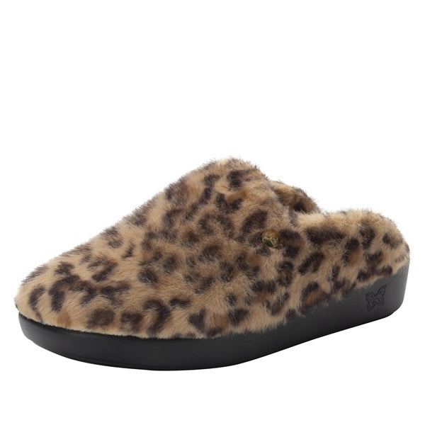 Alegria Womens Leisurelee Open Back Slippers Scuffs Moccasins - Leopard