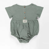 Ponchik Babies + Kids - Linen Romper - Artichoke Green - Size 2y Only