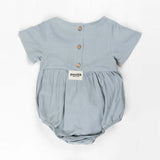 Ponchik Babies + Kids - Linen Romper - Capri Blue - Size 2y Only